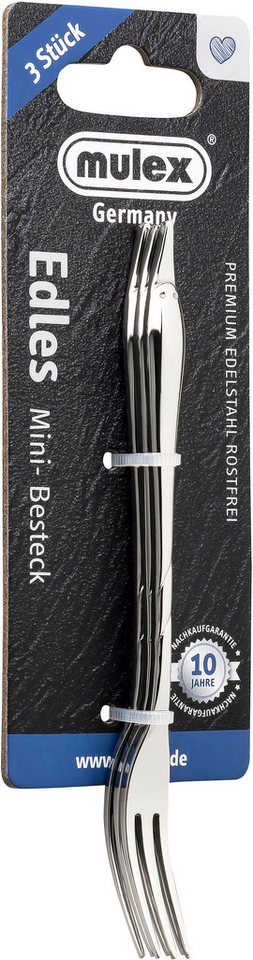Mulex Brotzeitgabel Mini-Besteck, Gabel Set, poliert (3 Stück), innovatives Produkt für Tapas und Fingerfood – Bild 4 von 4