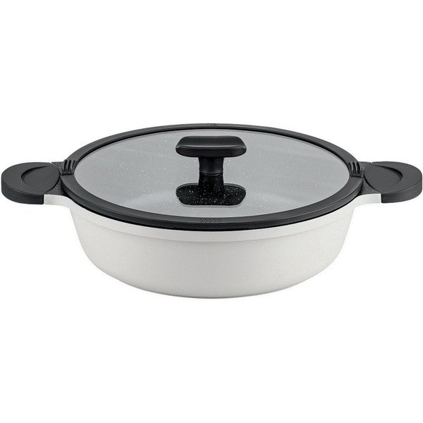 Mulex Servierpfanne TOMALIN Premium 28 cm grau, Aluguß (Premium Qualität, 2-tlg., Tomalinbeschichtung), induktionsgeeignet