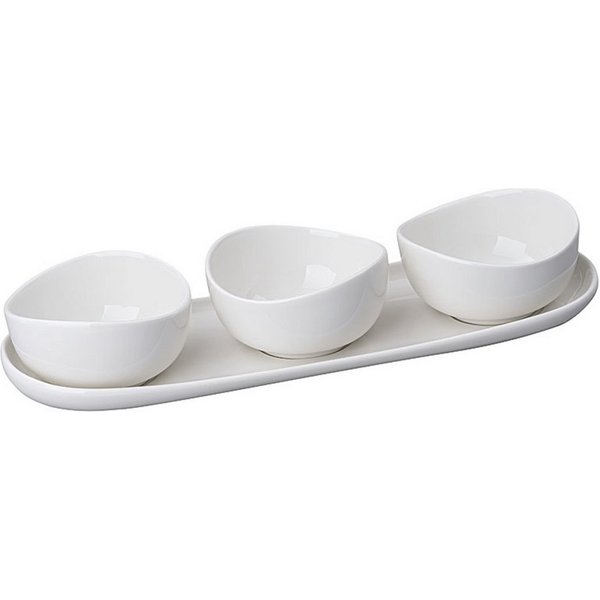 Mulex Servierschale Dip- und Snackschalen Set MILANO, Porzellan, (formschön und schlicht, 4-tlg), spülmaschinengeeignet