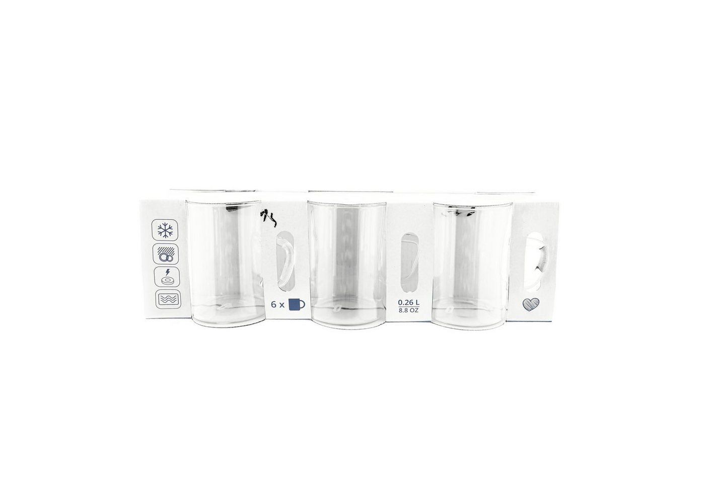 Mulex Teeglas 6 Teiliger Glas-Set mit Henkel für Tee oder Kafee 260 ml, 6-tlg. – Bild 5 von 5