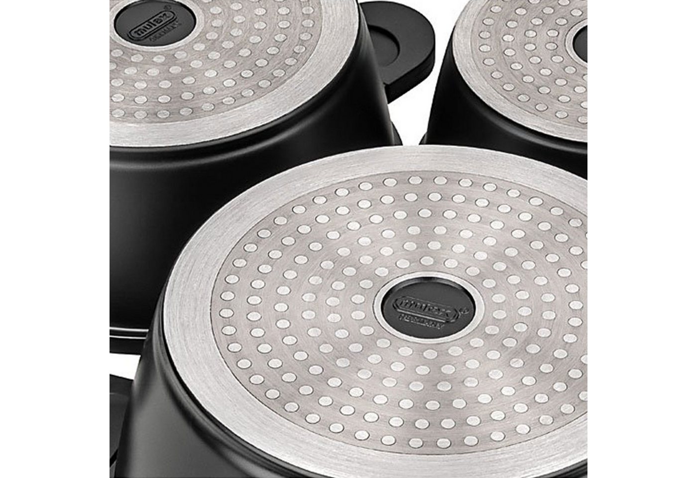 Mulex Topf-Set HAPPINESS BLACKLINE, Aluguß (leichte Reinigung, 6-tlg., exzellenter Antihafteffekt), induktionsgeeignet – Bild 4 von 5