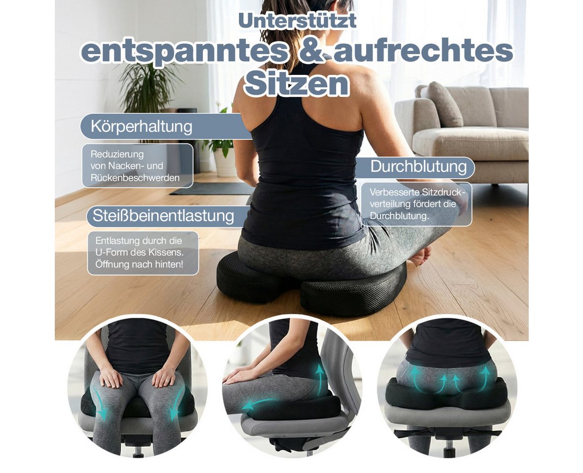 Multiheld Sitzkissen orthopädisch mit Memory Foam (3 HÄRTEGRADE) für Ergonomischen Komfort, Medium 60-90 KG – Bild 3 von 5