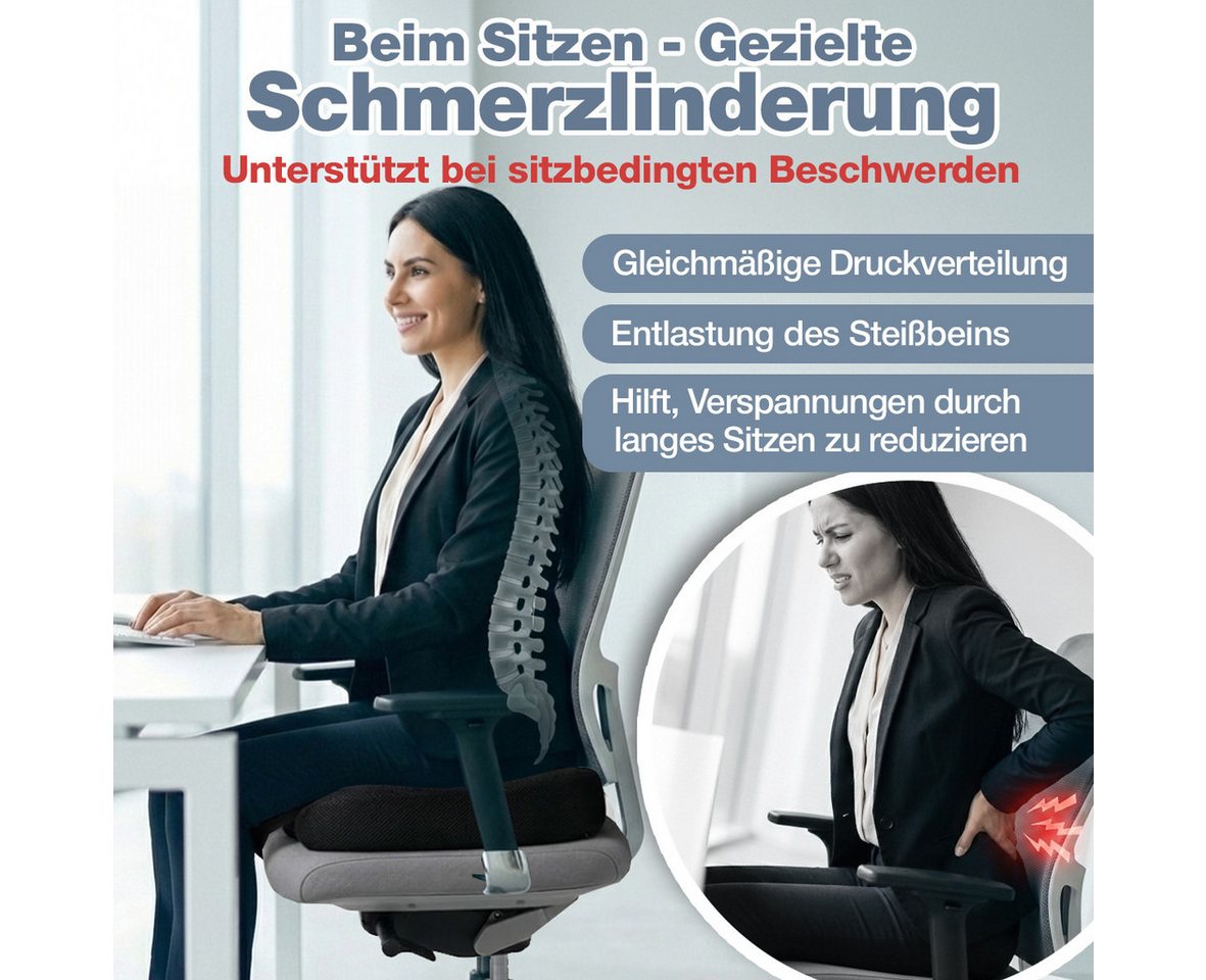 Multiheld Sitzkissen orthopädisch mit Memory Foam (3 HÄRTEGRADE) für Ergonomischen Komfort, Hart 85-120 KG – Bild 2 von 5