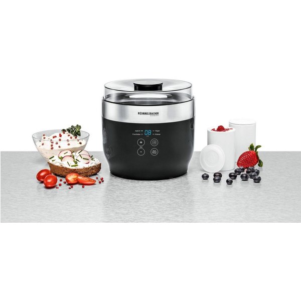 Rommelsbacher Multikocher Rommelsbacher JG 80 Joghurt- und Frischkäsebereiter, LED-Display, 24 Stunden Zeitschaltuhr, Netzbetrieb
