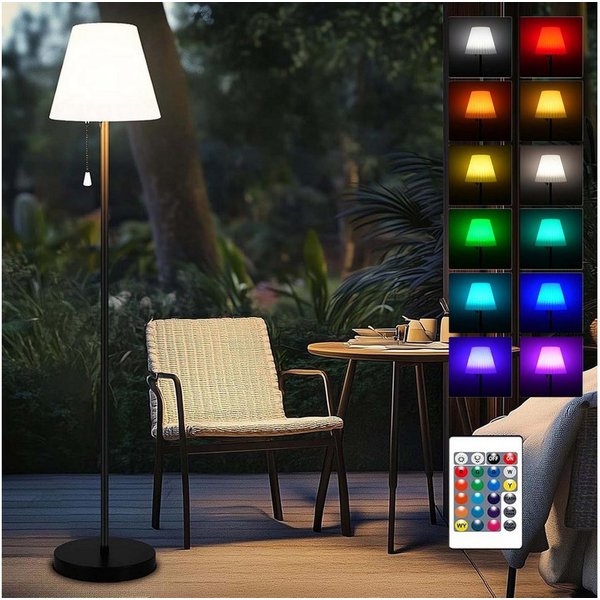 MUPOO LED Außen-Stehlampe Solar Stehleuchte mit Fernbedienung, RGB Outdoor Stehlampe Akku, USB-Aufladbar, Wasserdicht, Höhenverstellbar,Memory-Funktion mit Lich
