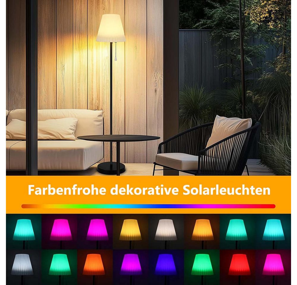 MUPOO LED Außen-Stehlampe Solar Stehleuchte mit Fernbedienung, RGB Outdoor Stehlampe Akku, USB-Aufladbar, Wasserdicht, Höhenverstellbar,Memory-Funktion mit Lich – Bild 2 von 5