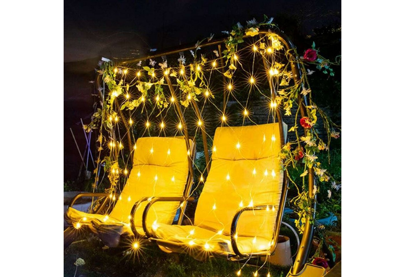 MUPOO LED-Lichternetz LED Lichternetz Warmweiß,6W Energiesparen, 8 Modi Lichterkette,6x4 m, 8 Modi, Energiesparen,Timer-Funktion, Speicher-Funktion – Bild 5 von 5