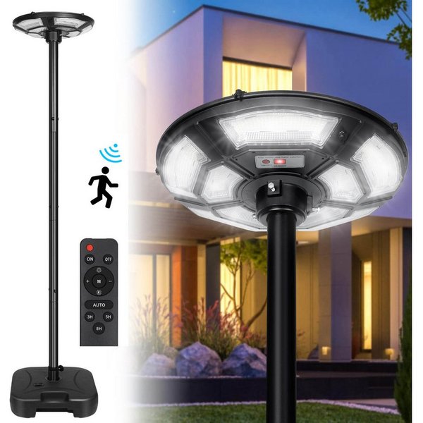MUPOO LED Solarleuchte Solar Straßenlaterne 3200LM, 360° Superhelle Solarlampen für Außen, LED fest integriert, Beleuchtung 15-18 Stunden,4 Modi,750LEDs,Speiche
