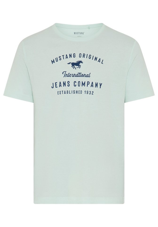 MUSTANG Rundhalsshirt Alex Logoprint uni normale Passform, Kurzarm-Design – Bild 4 von 5