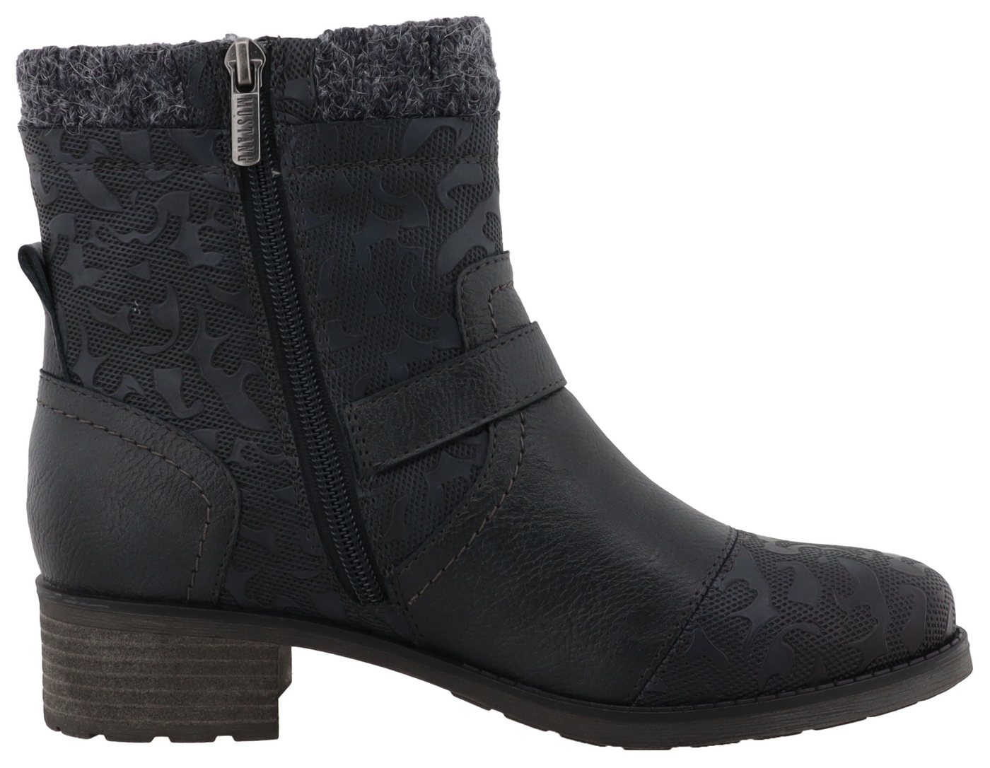 Mustang Shoes Fabienne Winterstiefelette Biker Boots mit Blockabsatz und Zierriemchen – Bild 5 von 5