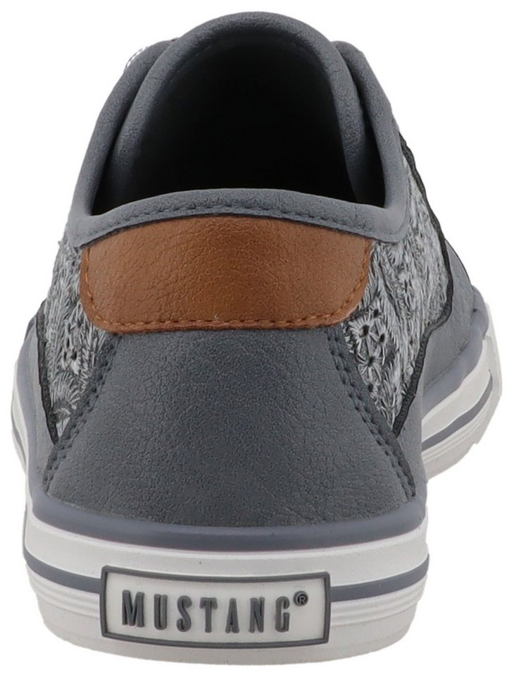 Mustang Shoes Gaspare Sneaker Freizeitschuh, Schnürschuh, Halbschuh mit Blüten-Stickerei – Bild 2 von 5