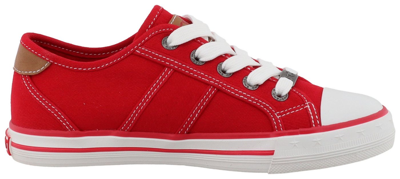 Mustang Shoes Gaspare Sneaker Freizeitschuh, Halbschuh, Schnürschuh mit auffälliger Kontrastnaht – Bild 4 von 5