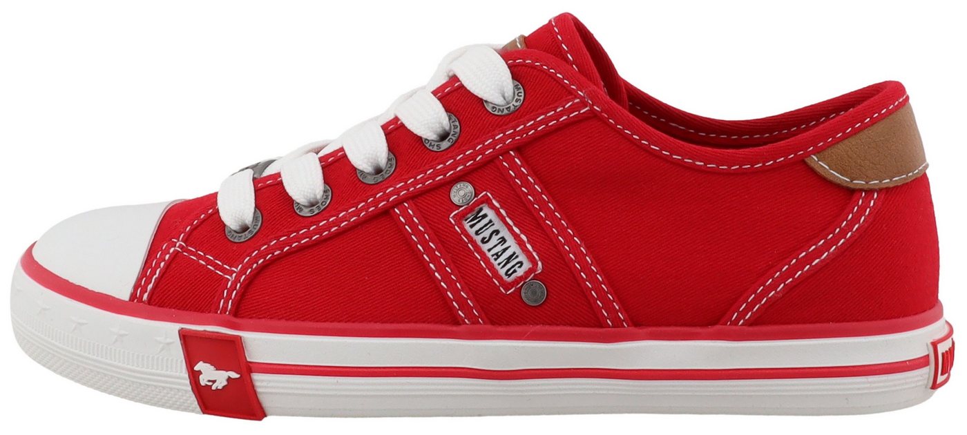 Mustang Shoes Gaspare Sneaker Freizeitschuh, Halbschuh, Schnürschuh mit auffälliger Kontrastnaht – Bild 5 von 5