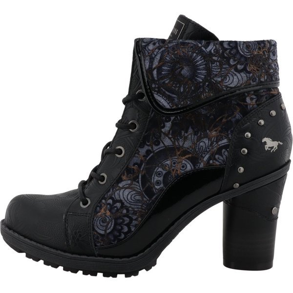 Mustang Shoes Mode-Stiefel Stiefelette Blockabsatz, Schnürboots mit umschlagbarem Kragen