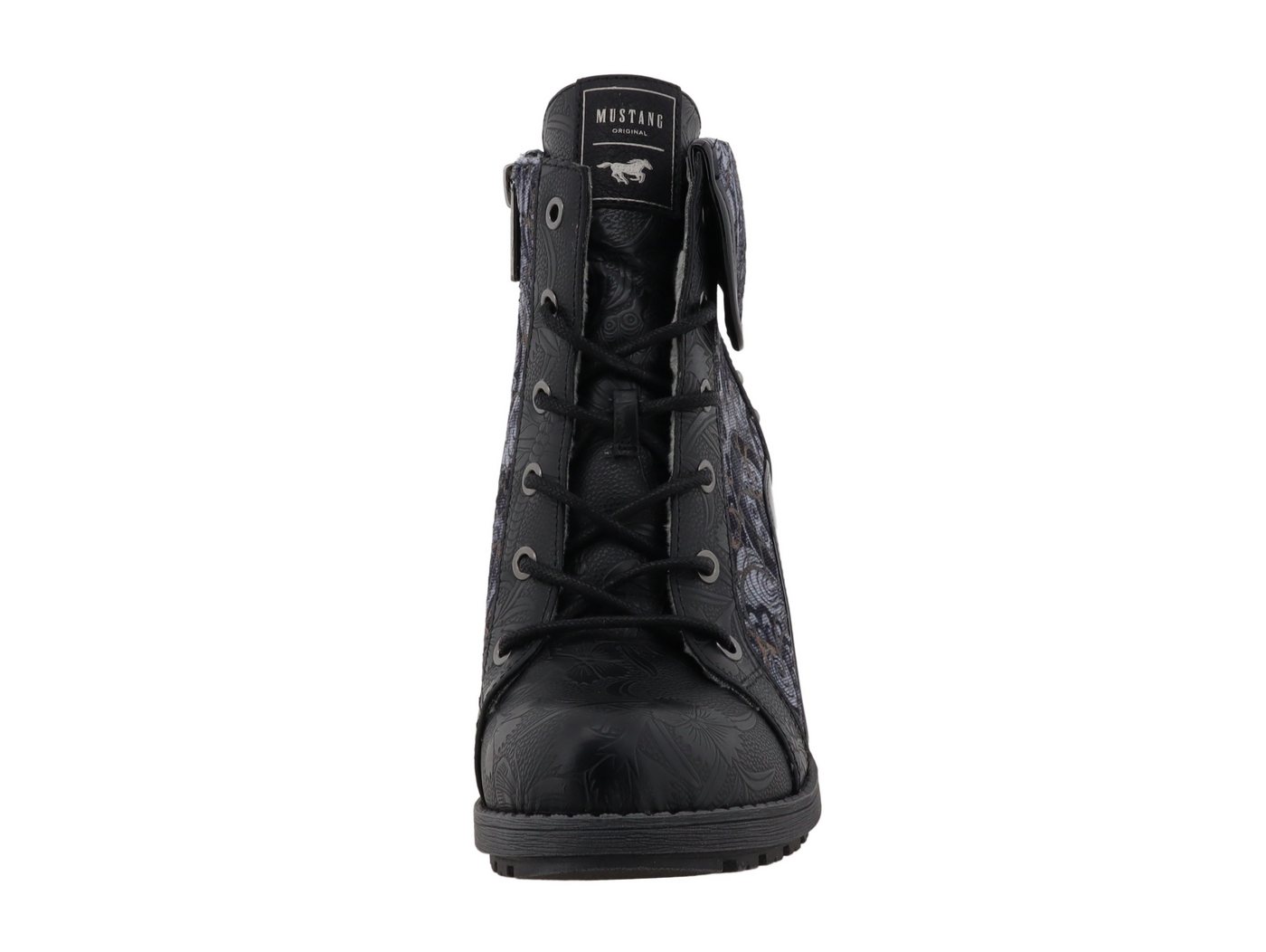 Mustang Shoes Mode-Stiefel Stiefelette Blockabsatz, Schnürboots mit umschlagbarem Kragen – Bild 3 von 4