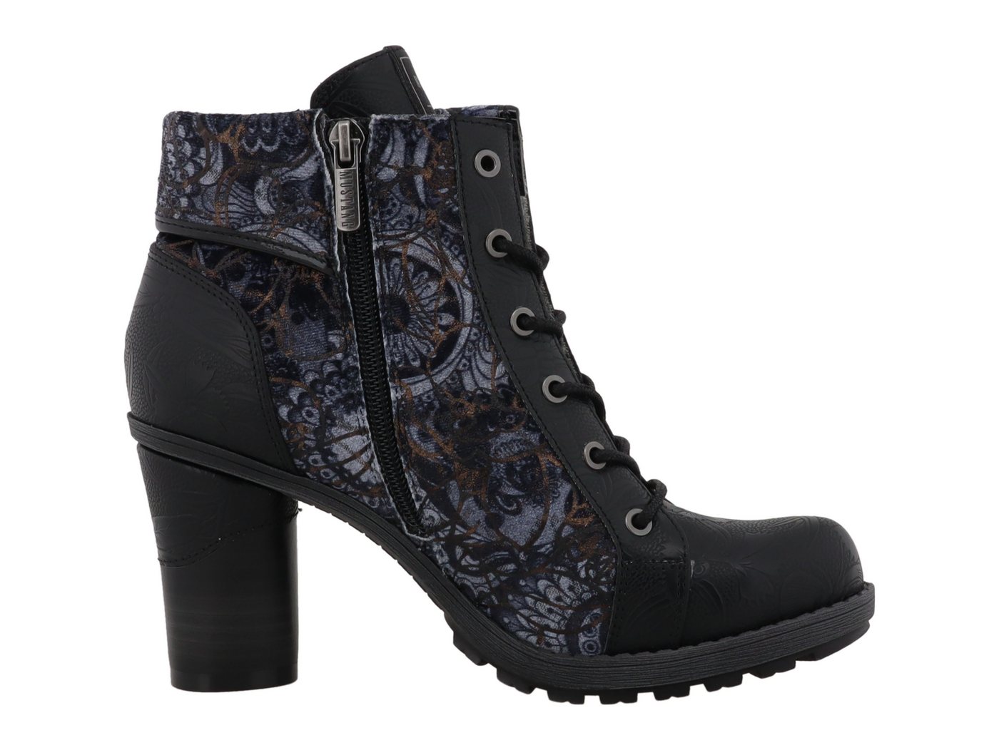 Mustang Shoes Mode-Stiefel Stiefelette Blockabsatz, Schnürboots mit umschlagbarem Kragen – Bild 4 von 4