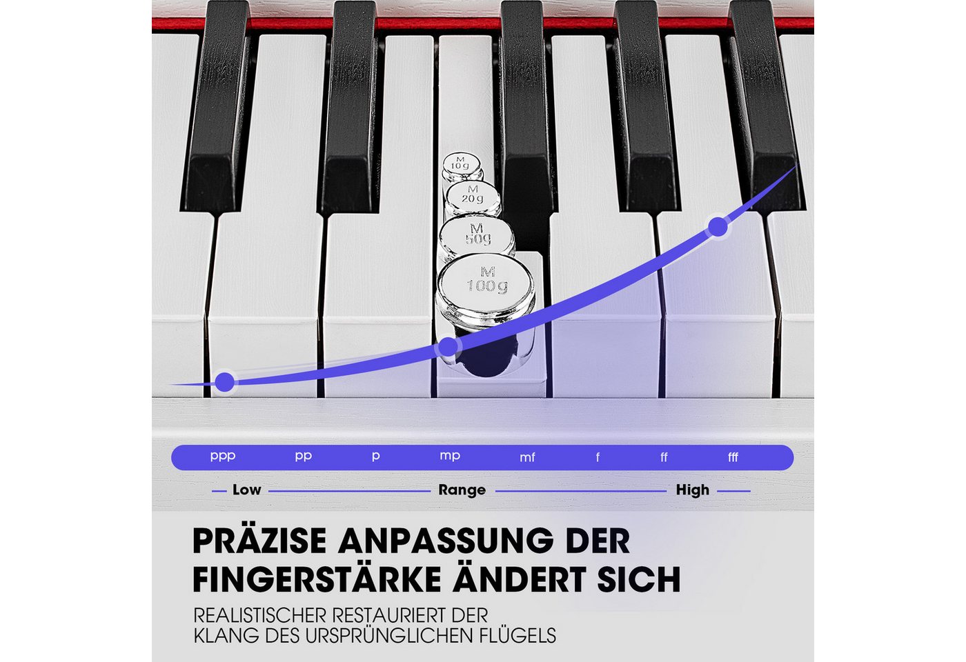 MUSTAR Digitalpiano E-Piano mit 88 Tasten, Ständer, 3 Pedalen, 2 Kopfhöreranschlüssen (1-St), für Anfänger, LCD-Bildschirm,2x20W Lautsprecher, USB/MIDI – Bild 4 von 5