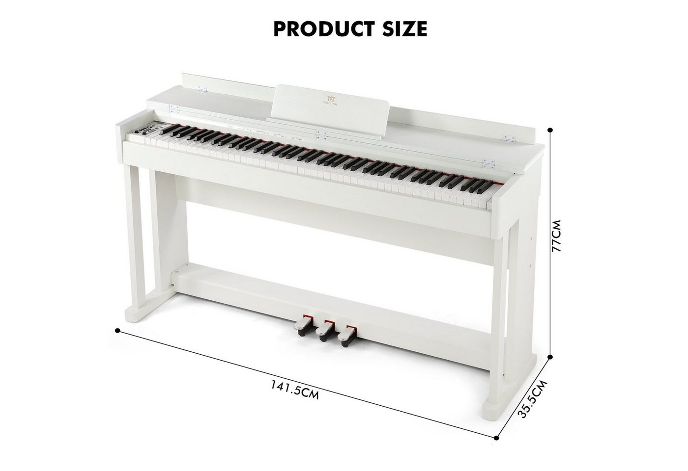 MUSTAR Digitalpiano E-Piano mit Hammermechanik,88 Tasten, 3 Pedale, Dual Kontrollsystem,USB/MIDI – Bild 2 von 5