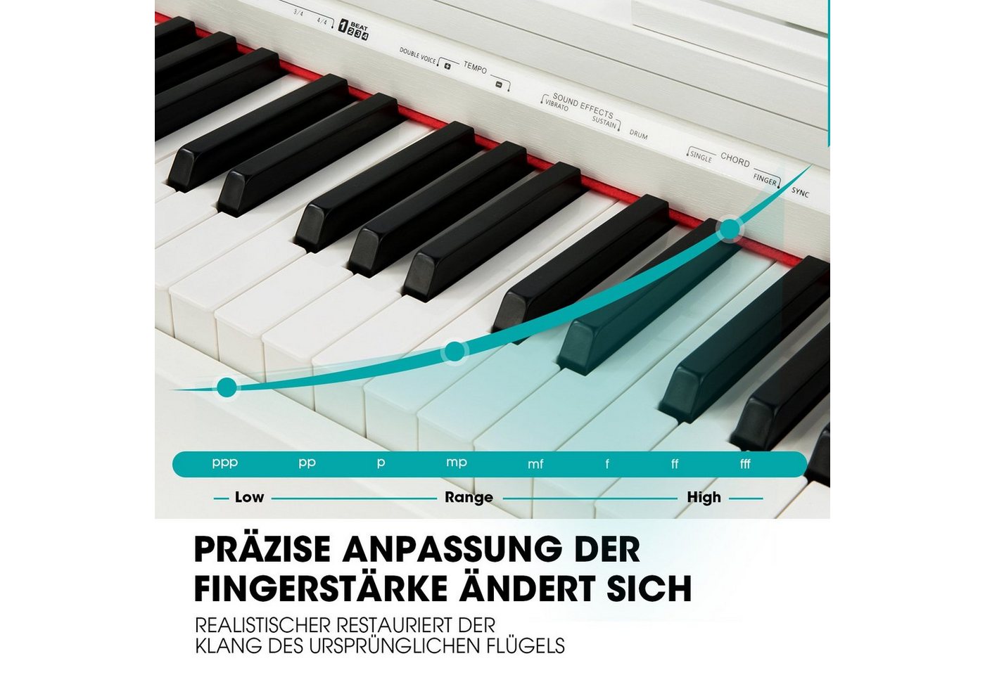 MUSTAR Digitalpiano E-Piano mit Hammermechanik,88 Tasten, 3 Pedale, Dual Kontrollsystem,USB/MIDI – Bild 5 von 5