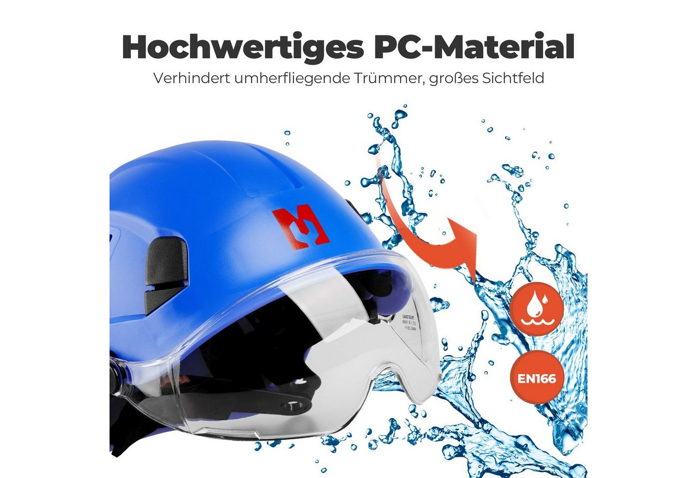 Mustbau Schutzhelm EN397, Arbeitshelm Mit Ohrschutz und Schutzbrille Set, ABS, 53- 63cm verstellbar – Bild 4 von 5
