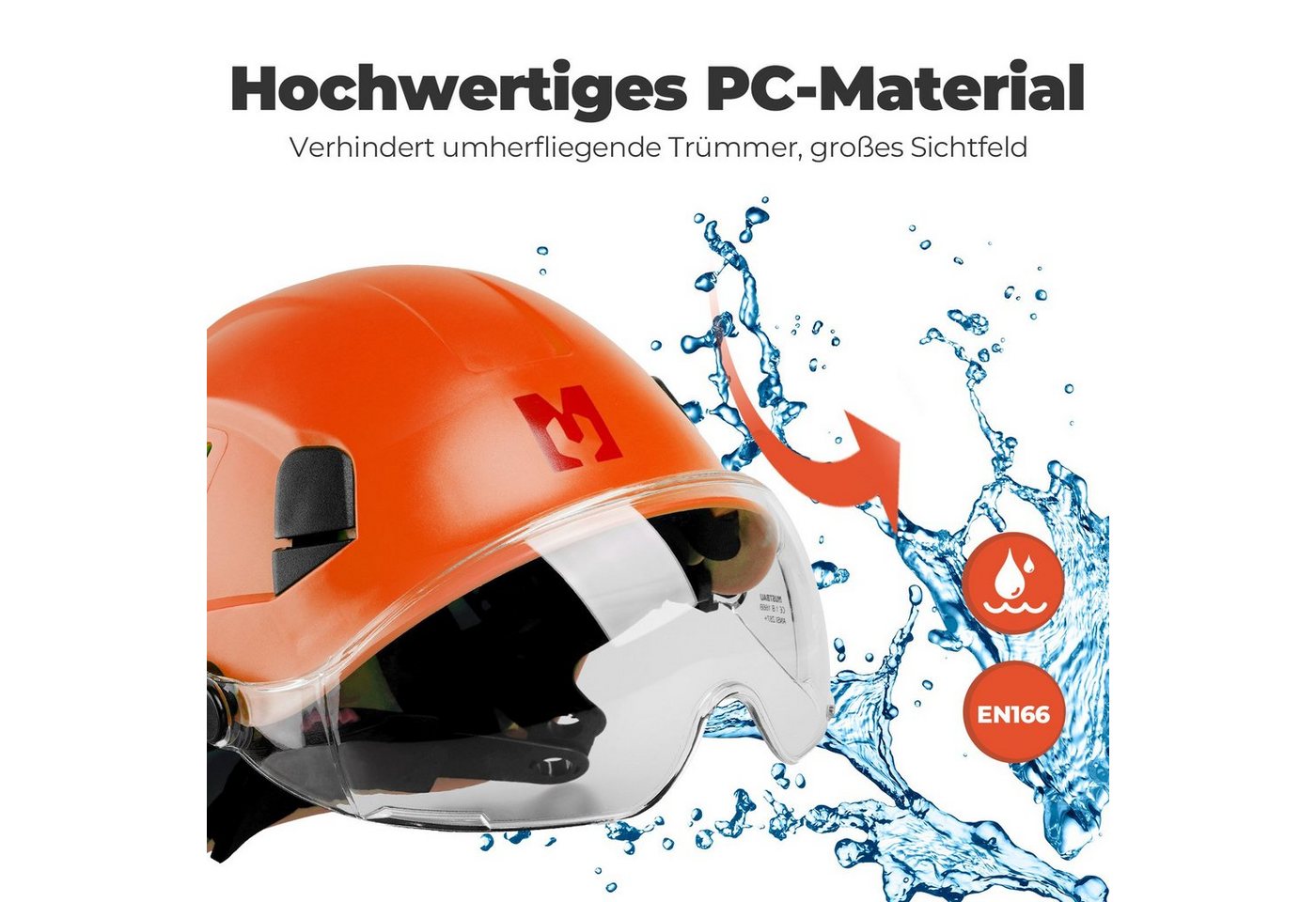 Mustbau Schutzhelm EN397, Arbeitshelm Mit Ohrschutz und Schutzbrille Set, ABS, 53- 63cm verstellbar – Bild 4 von 5