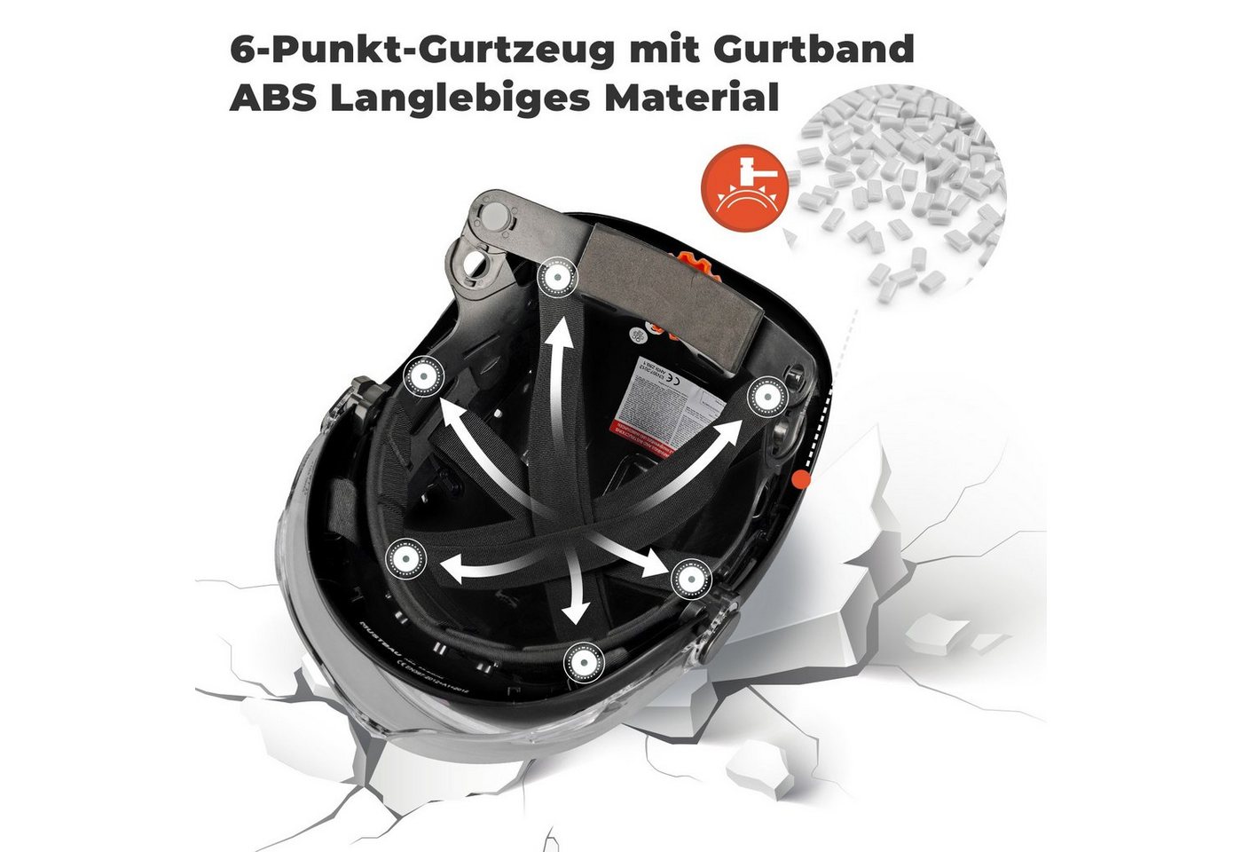 Mustbau Schutzhelm EN397, Arbeitshelm Mit Ohrschutz und Schutzbrille Set, ABS, 53- 63cm verstellbar – Bild 2 von 5