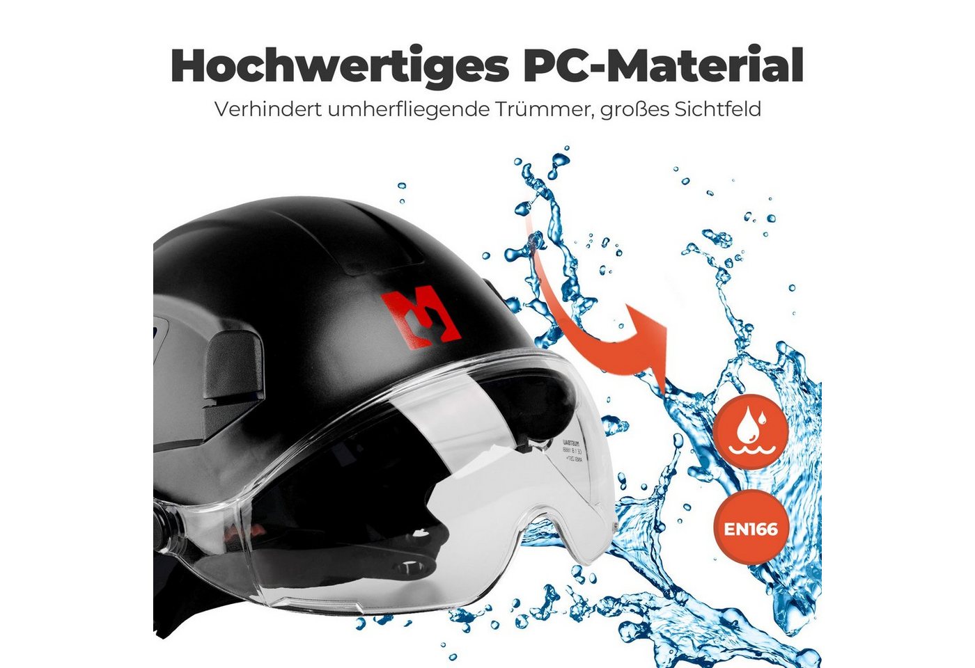 Mustbau Schutzhelm EN397, Arbeitshelm Mit Ohrschutz und Schutzbrille Set, ABS, 53- 63cm verstellbar – Bild 4 von 5
