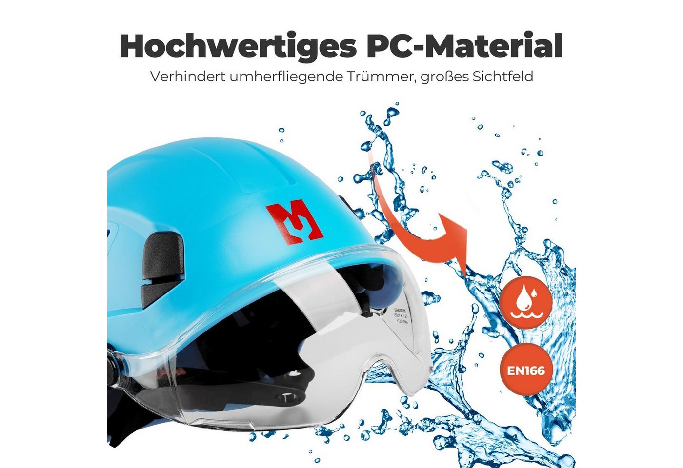 Mustbau Schutzhelm EN397, Arbeitshelm Mit Ohrschutz und Schutzbrille Set, ABS, 53- 63cm verstellbar – Bild 4 von 5