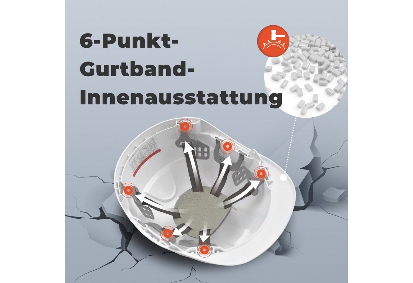 Mustbau Schutzhelm EN397 Sicherheitshelm, Arbeitshelm mit ABS-Material (1-tlg), Bauhelm, 52-66cm Einstellbar – Bild 2 von 5