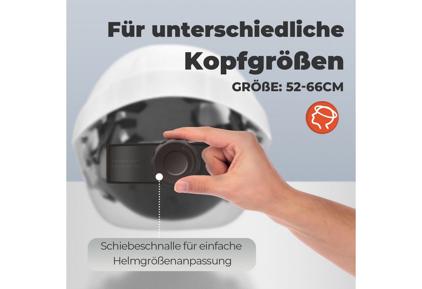 Mustbau Schutzhelm EN397 Sicherheitshelm, Arbeitshelm mit ABS-Material (1-tlg), Bauhelm, 52-66cm Einstellbar – Bild 3 von 5
