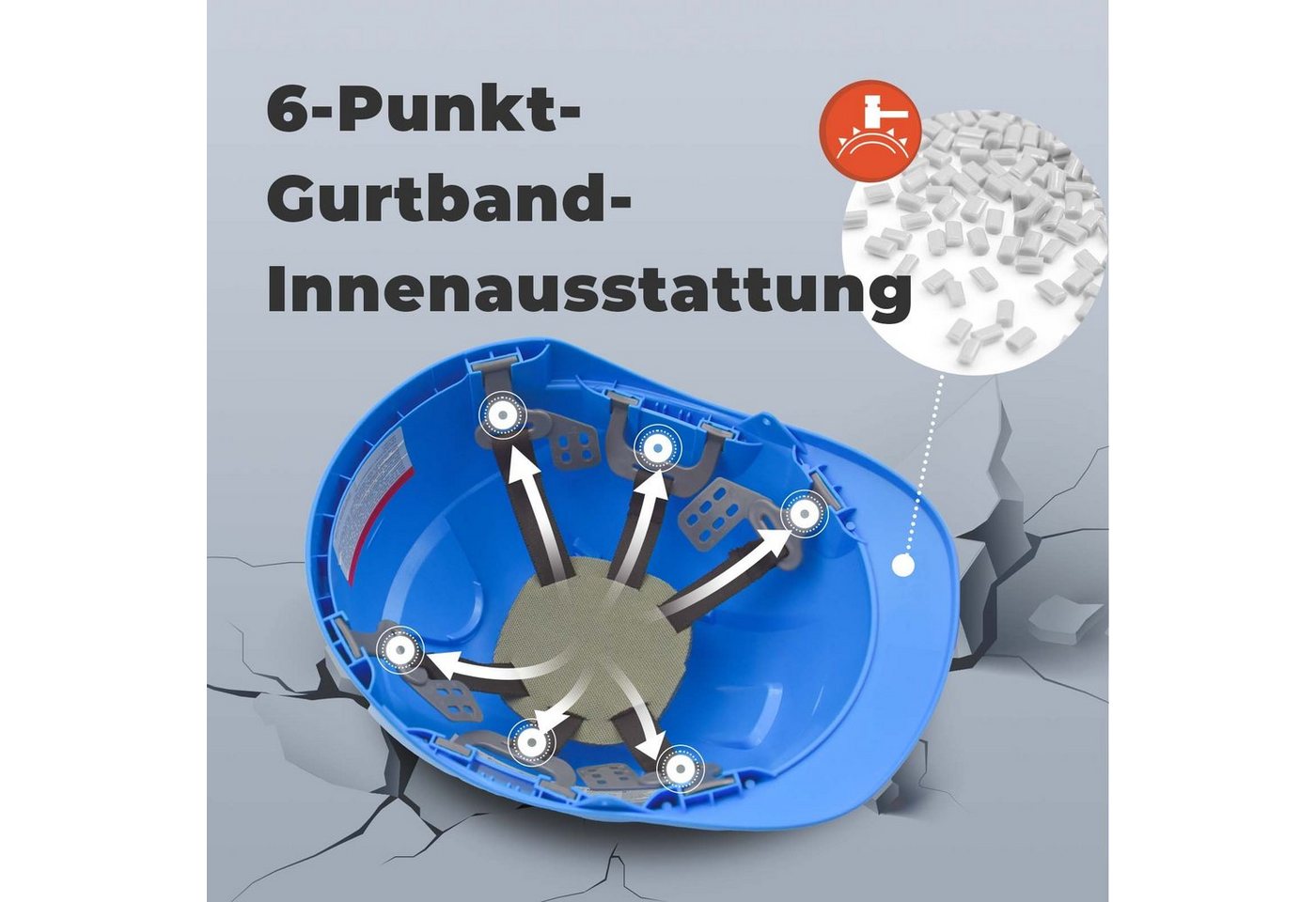 Mustbau Schutzhelm EN397 Sicherheitshelm, Arbeitshelm mit ABS-Material (1-tlg), Bauhelm, 52-66cm Einstellbar – Bild 2 von 5