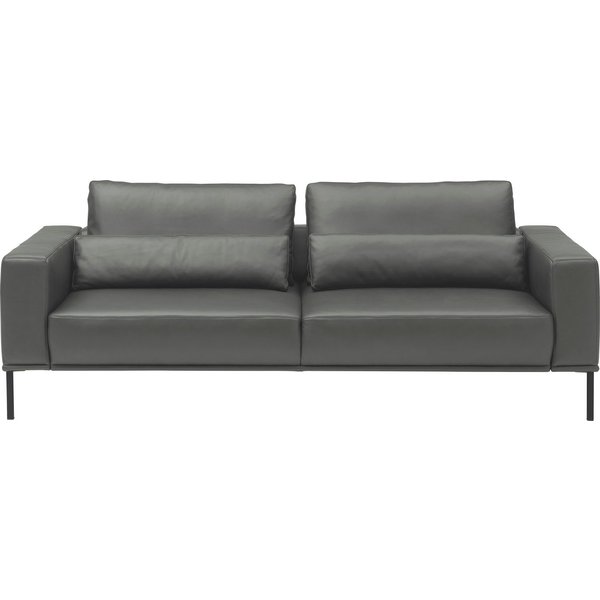Musterring 2,5-Sitzer JustB!PM100, 202 cm breit, aus hochwertigem Leder, wahlweise mit Nierenkissen und mot. Sitzauszug, Metallfuß in schwarz