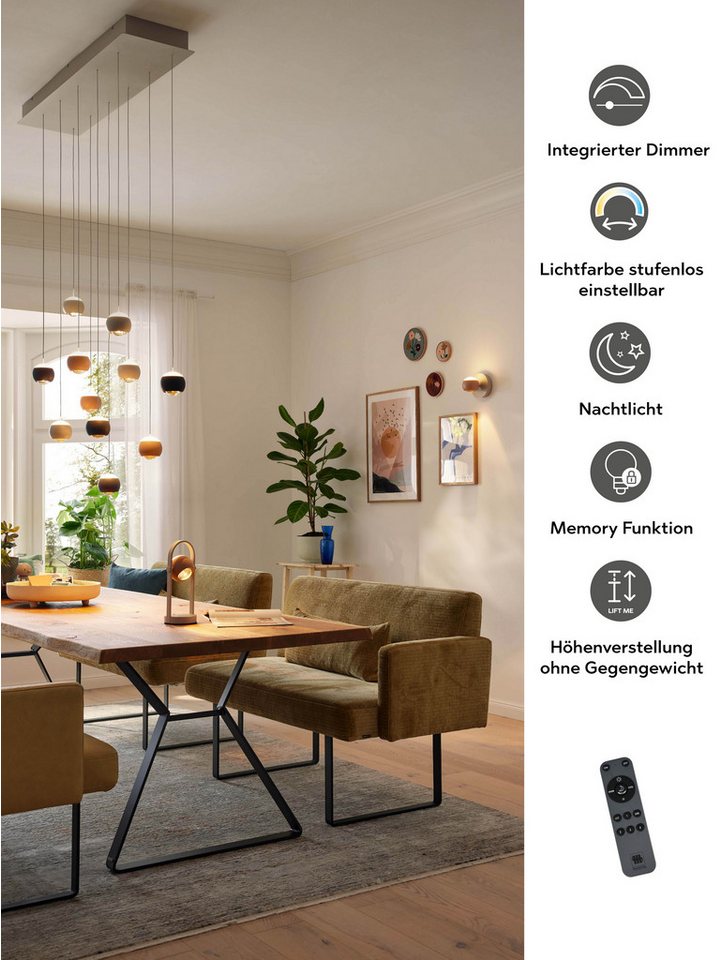 Musterring LED Pendelleuchte CANNON, 11-flammige LED Hängelampe 5W 500Lumen 2300-4000K CCT, CCT - über Fernbedienung, Dimmfunktion, Memoryfunktion, Nachtlichtfu – Bild 3 von 5