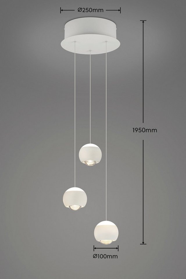 Musterring LED Pendelleuchte CANNON, 3-flammige LED Hängelampe 5W 500Lumen 2300-4000K CCT, CCT - über Fernbedienung, Dimmfunktion, Memoryfunktion, Nachtlichtfun – Bild 5 von 5