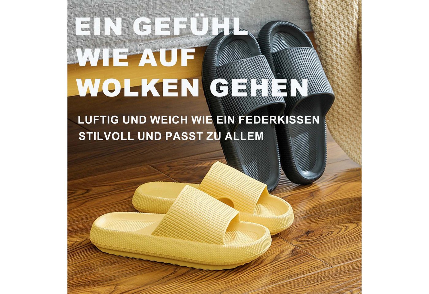 Mutig Badeschuhe Herren Damen,Original EVA Badeschlappen,weich & bequem Hüttenschuhe (Besonders weiches Material mit rutschfester Sohle,Bequem zu tragen, Wolken – Bild 2 von 5