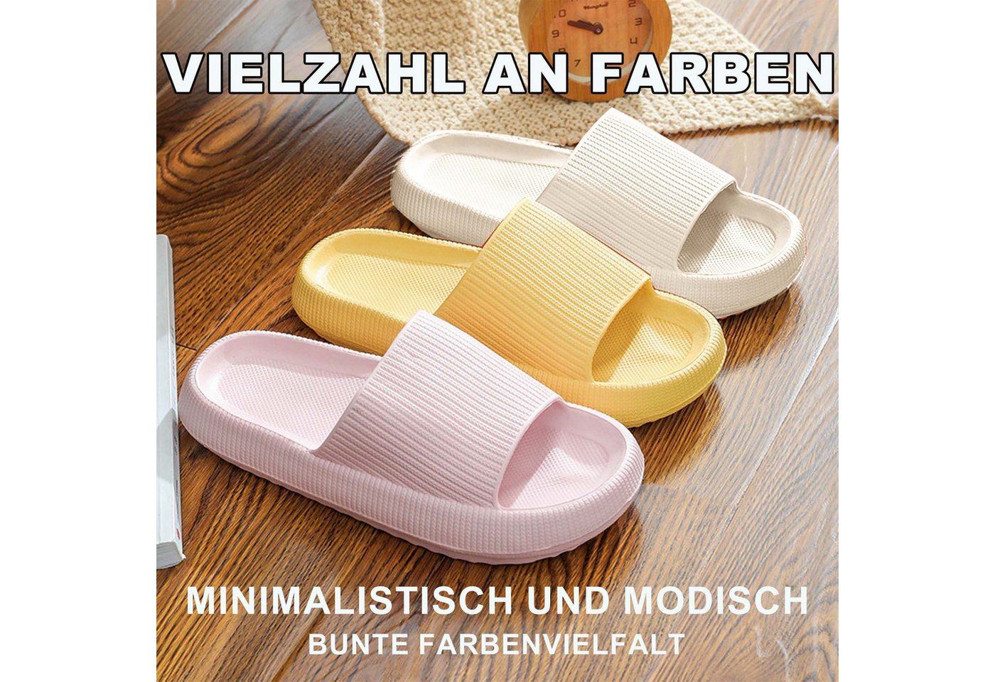 Mutig Badeschuhe Herren Damen,Original EVA Badeschlappen,weich & bequem Hüttenschuhe (Besonders weiches Material mit rutschfester Sohle,Bequem zu tragen, Wolken – Bild 3 von 5