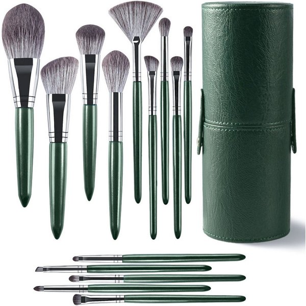 Mutig Kosmetikpinsel-Set Make Up Pinselset 14tlg. Profi Schminkpinsel Kit, Makeup Foundation Brush Lidschatten Pinselset mit PU-Ledertasche