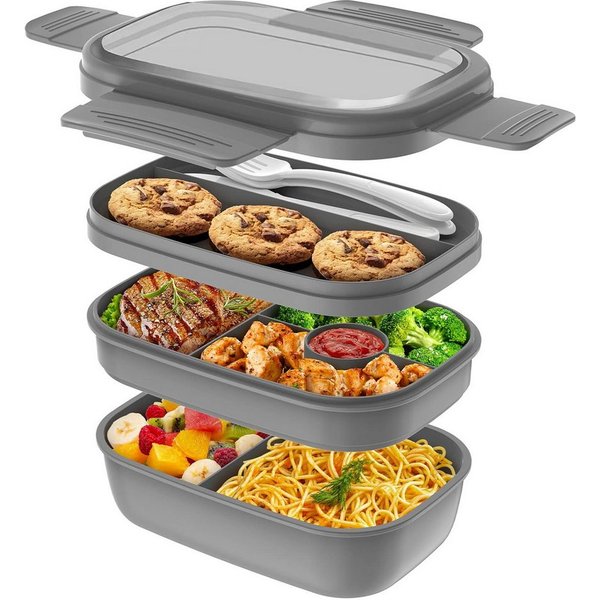 Mutig Lunchbox 1900ML, Mittagessenbox für Erwachsene, Brotdose für Kinder mit Fächern, (Brotzeitbox mit Besteck,Mittagessenbox für die Arbeit,Mikrowelle., Erwac