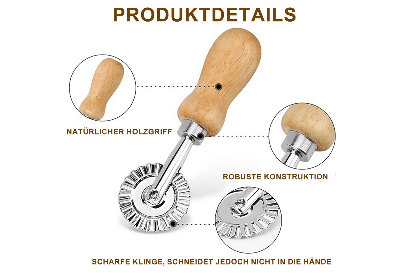 Mutig Ravioliform 5er SetRavioli Ausstecher Former,Teigrädchen, Raviolischneider, (5 set Quadratische Runde Herzförmige Ravioli Former mit Holzgriff), Für die P – Bild 3 von 5