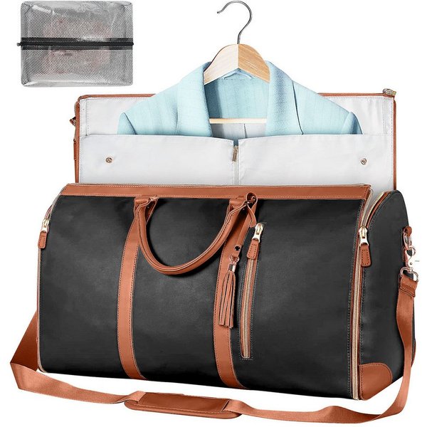 Mutig Reisetasche Reisetasche aus Leder, 2-in-1Hängetasche Anzugtasche für Damen&Herren (Wasserdichter Sporttasche mit Schuhbeutel, verstellbarem Schultergurt, 