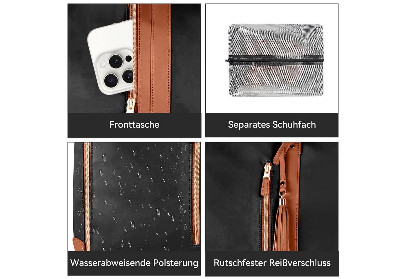 Mutig Reisetasche Reisetasche aus Leder, 2-in-1Hängetasche Anzugtasche für Damen&Herren (Wasserdichter Sporttasche mit Schuhbeutel, verstellbarem Schultergurt,  – Bild 5 von 5