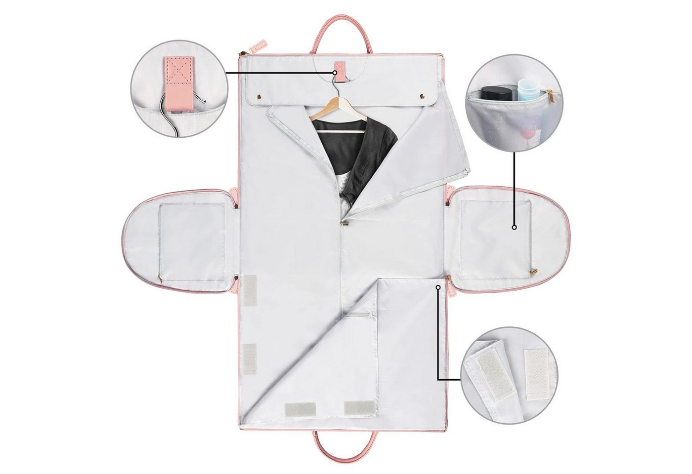 Mutig Reisetasche Reisetasche mit Schuhbeutel, 2-in-1 Hängetasche Anzugtasche für Damen (Wasserdichter Kleidersack – Faltbare Reisetasche aus Leder für Frauen,  – Bild 4 von 5