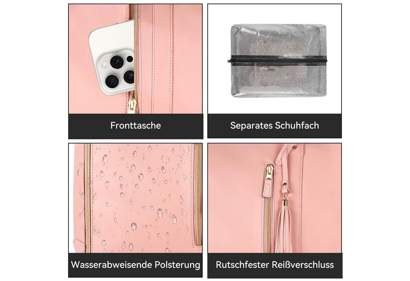 Mutig Reisetasche Reisetasche mit Schuhbeutel, 2-in-1 Hängetasche Anzugtasche für Damen (Wasserdichter Kleidersack – Faltbare Reisetasche aus Leder für Frauen,  – Bild 5 von 5