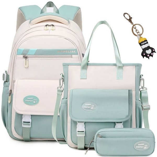 Mutig Schulrucksack Schulrucksack Teenager,Schulranzen-Set 3-teilig,große Kapazität (Wasserdicht Schulranzen,Unisex Geeignet für Mittelstufe-Universität, Mit An