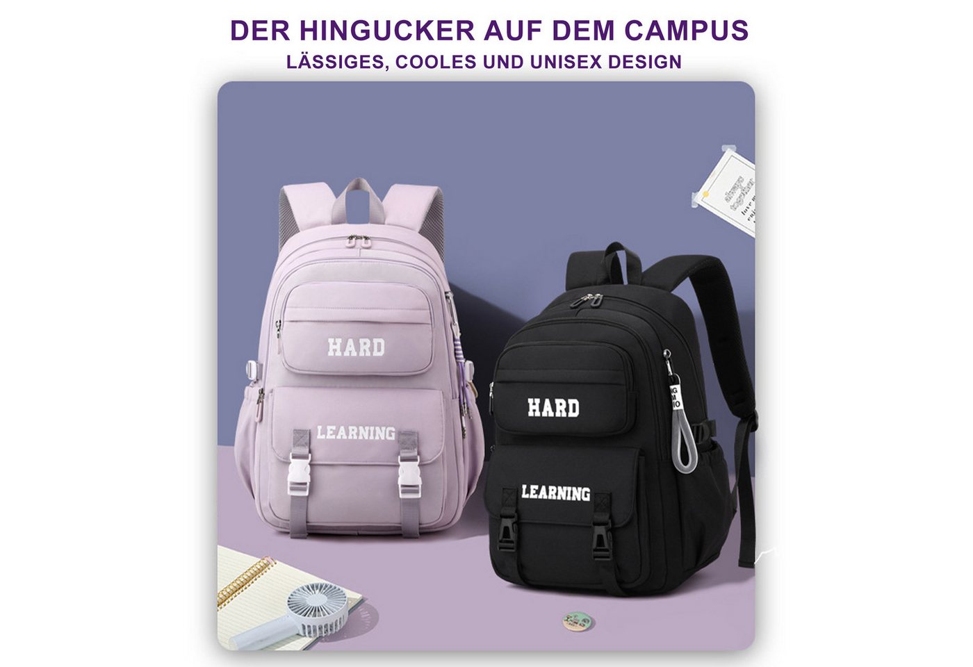 Mutig Schulrucksack Schulrucksack Teenager,große Kapazität Schulranzen Mit Trolleyband (Wasserdicht Lässiger Schulranzen,Unisex Geeignet für Teenager, Dieser Sc – Bild 3 von 5