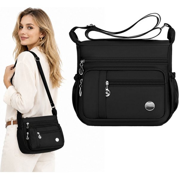 Mutig Schultertasche Umhängetasche Damen, Wasserdicht Nylon Schultertasche (Mehrfachtasche Handtasche mit RFID Geldbörse, Crossbody, Schultertasche, Freizeit, V