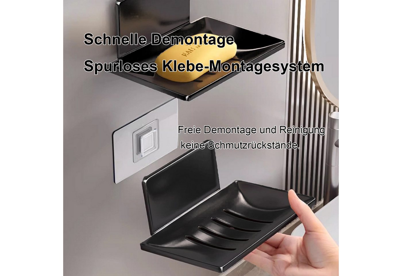 Mutig Seifenablage Seifenschale,Seifenhalter ohne Bohren Edelstahl selbstklebend, Wand Montage 3M Klebepad Seifenablage für Badezimmer Küche Balkon, Seifenkorb  – Bild 3 von 5