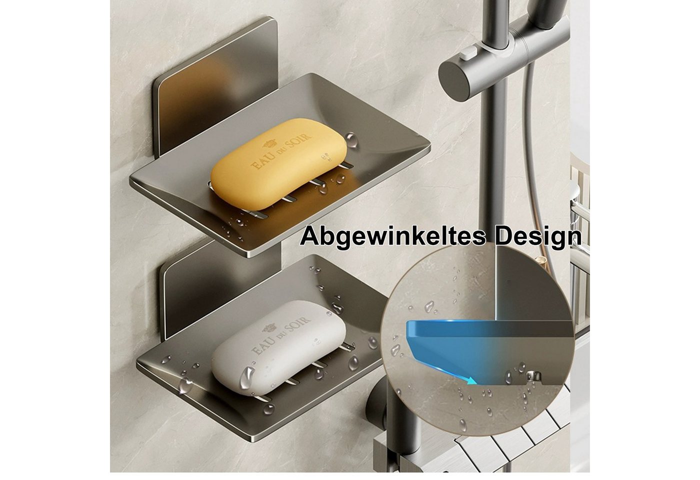 Mutig Seifenschale Seifenschale,Seifenhalter ohne Bohren Edelstahl selbstklebend, Seifenkorb Seifenschale Wandmontage für Schwämme Bürsten Seife, Wand Montage K – Bild 2 von 5