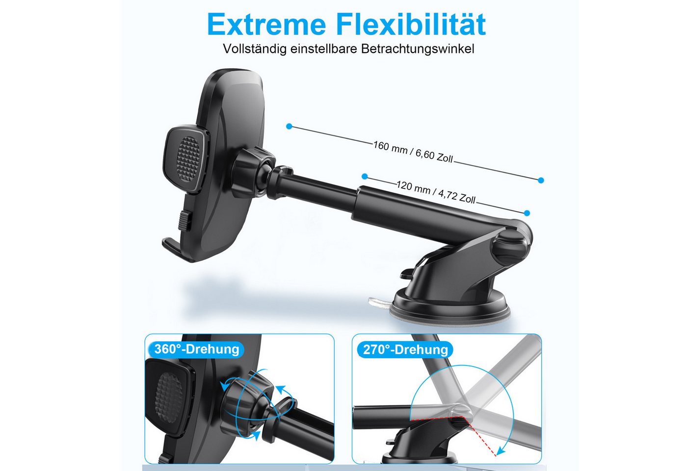 Mutig Smartphone-Halterung Handyhalterung Auto,Handy Autohalterung,Universal Handyhalterung, (bis 7 Zoll, 360° Drehbar Handyhalter,Autohalterung,Auto Handy-Halt – Bild 5 von 5