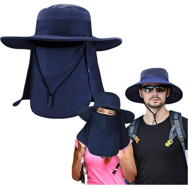 Mutig Sonnenhut Sonnenhut mit Abnehmbarer Halsklappe,Nackenklappe UV-Schutz Sonnenhüte (Herren & Damen Sommer Fischerhut mit Nackenklappe Sonnenschutz Kappe, Wi